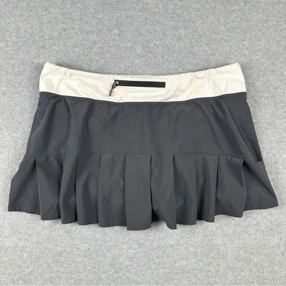 Lululemon Pleated Gray Lined Mini Skort Women Size 10 Tennis Athletic Athleisure